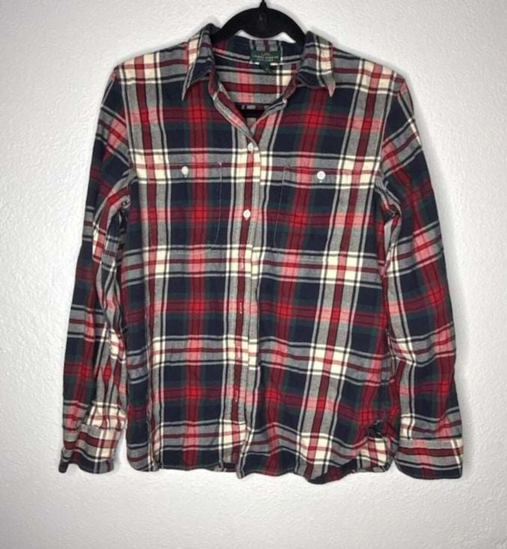 Lauren Jeans Co. Ralph Lauren Red Black Plaid Flannel Button Down Shirt Size M